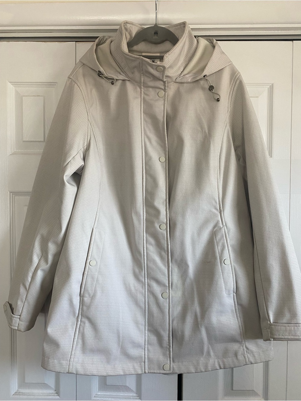 Women's Light Cream Hooded Trench Coat